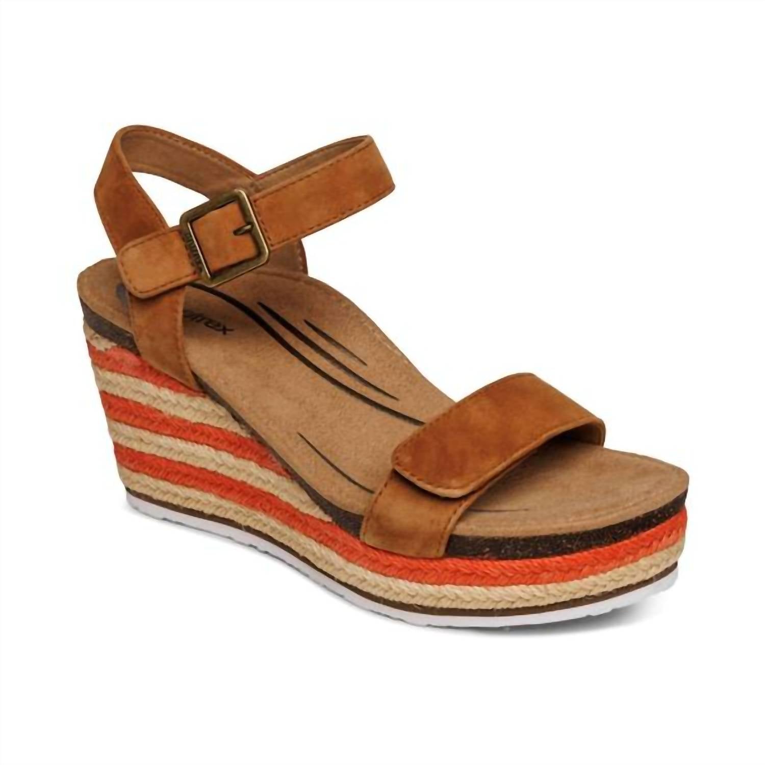 Aetrex Women's Sydney Espadrille Wedge in cognac - women's shoe - view 4