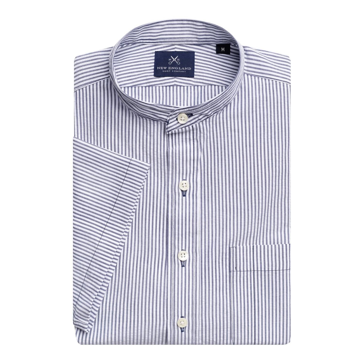 New England Shirt Company - Men's Seersucker Banded Collar Popover Shirt