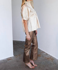 Never a Wallflower High Neck Top in ivory stripe - women's blouse - alternate view