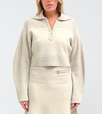 SIMKHAI Kellie Pullover Sweater in cream - women's sweater - detail view
