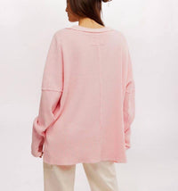 Free People Travis Polo Top in pale rosette - women's long sleeve top - alternate view