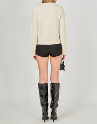 endless rose Apres Crewneck Sweater in ivory - women's sweater - alternate view