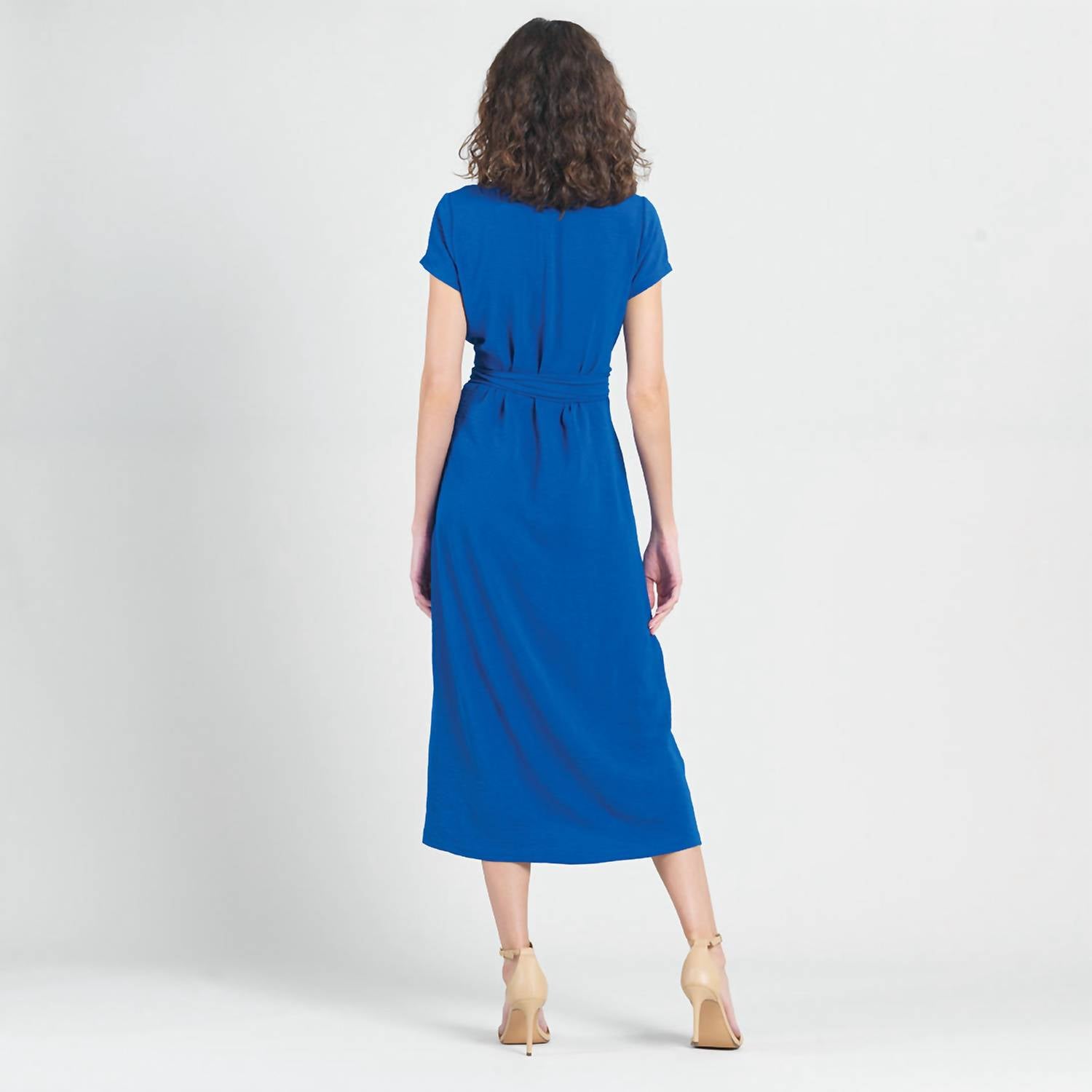 Clara Sun Woo - Wrap Overlay Center Tie Midi Dress