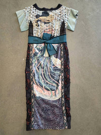 Byron Lars Printed Midi Dress With Waist Tie Belt in mist - women's dress - alternate view