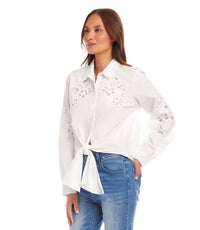 Karen Kane - Eleanor Embroidered Tie Front Top