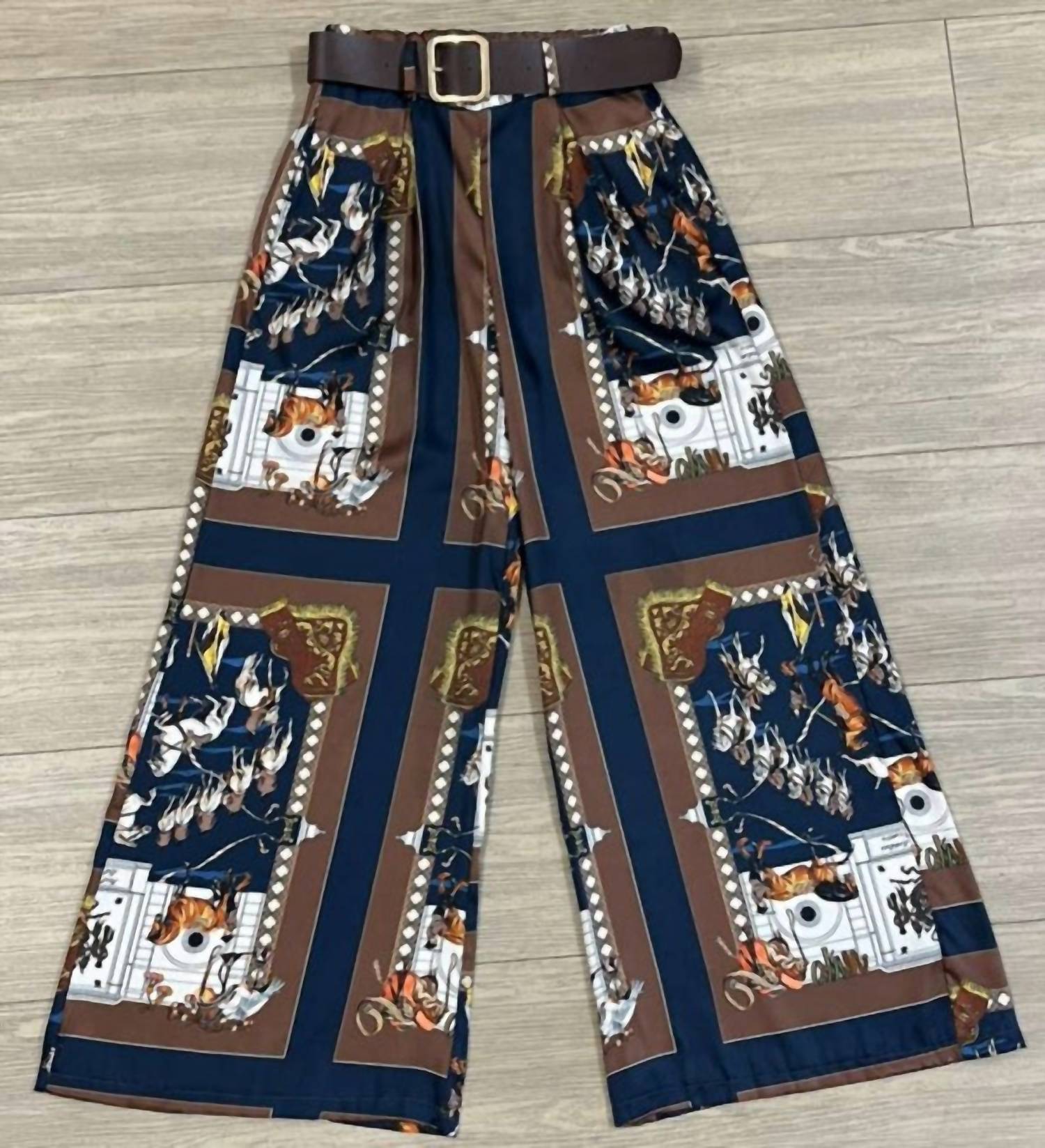 I TOO Quinn Pants in blue multi - women's pants - detail view