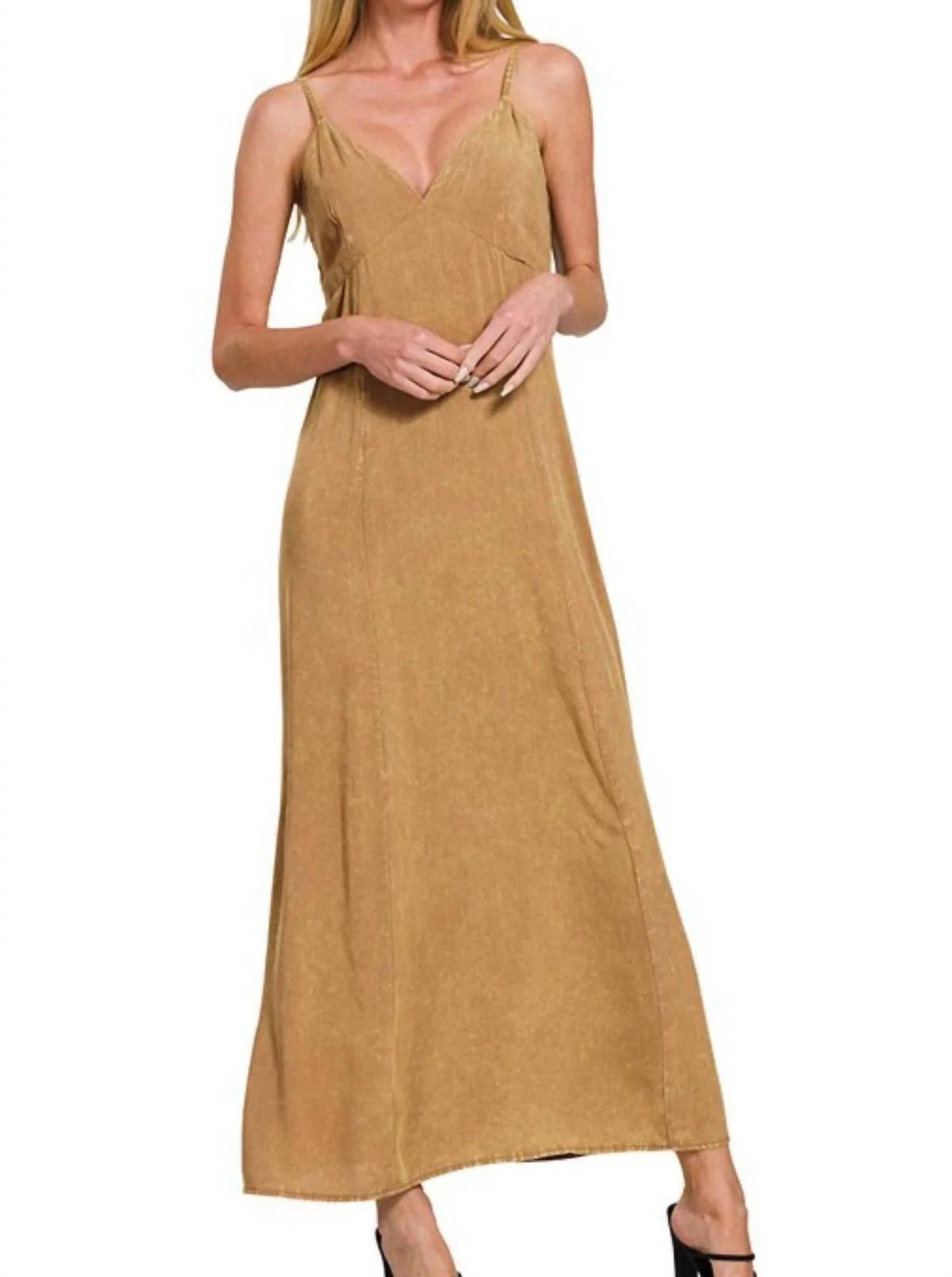 Zenana - Mineral Washed Rayon Challis Cami Dress