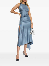 VICTORIA BECKHAM Twist Midi Dress in stone - women's dress - alternate view