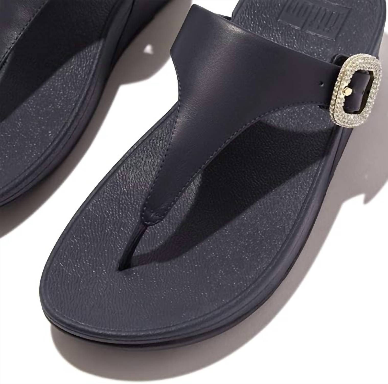 Fitflop - Women's Lulu Crystal Buckle Leather Toe Post Sandals