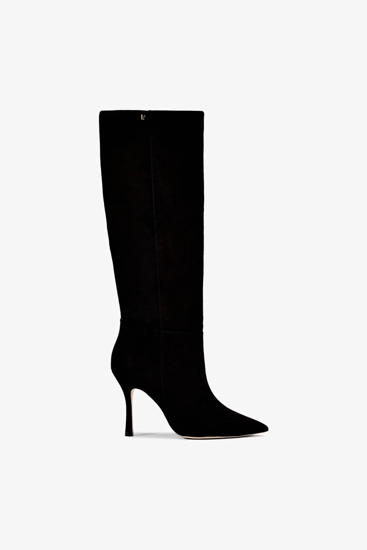 Larroude Women's Kate Hi Stiletto Pointed Toe Boots in black - women's shoe