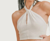SAGE THE LABEL Polly Halter Top in off white - women's shirt - view 4