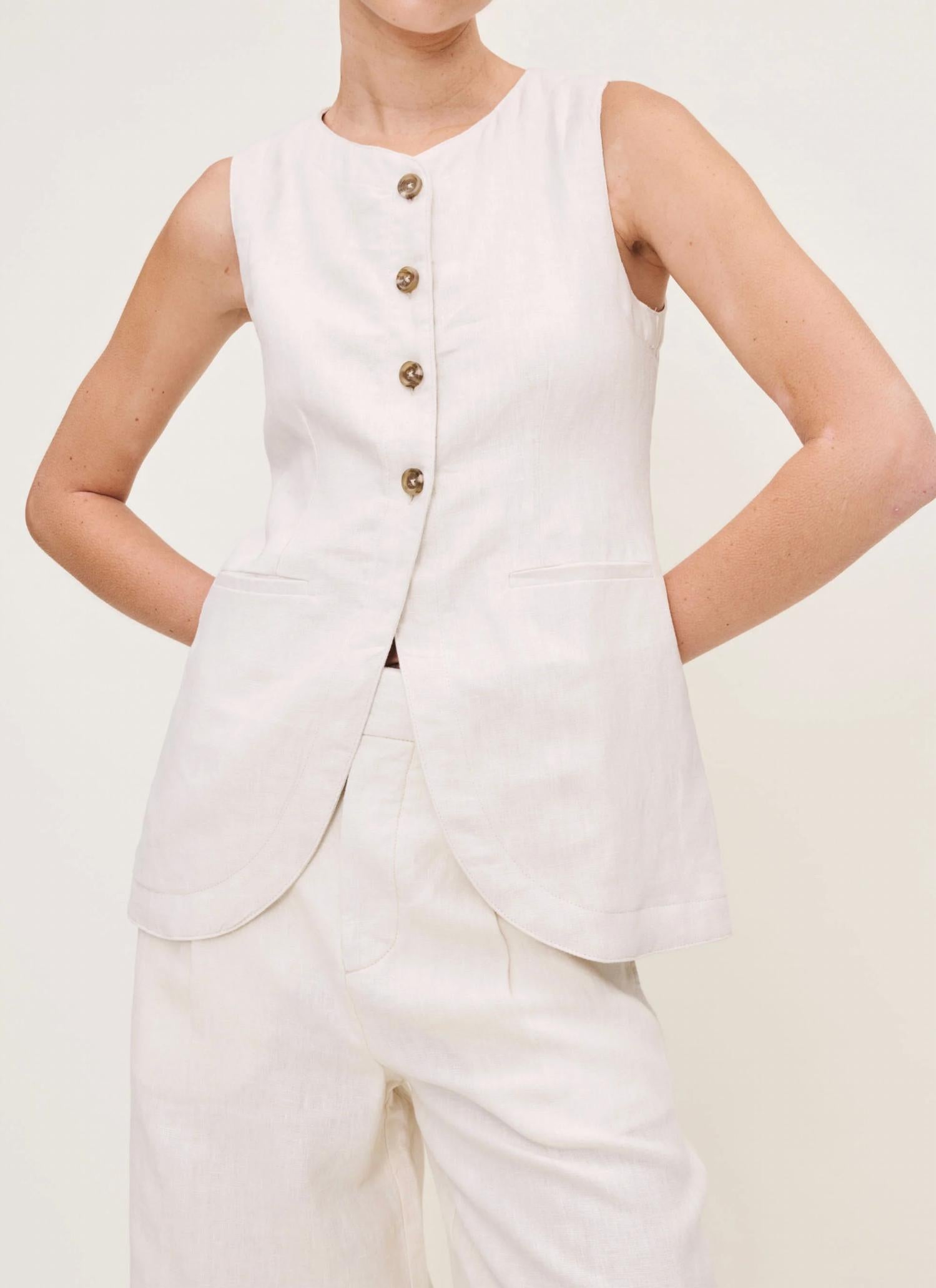 DL1961 - Women's Amalie Button Down Top in flax - women's jacket - alternate view