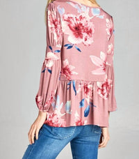 Tea N Rose - Floral Print Baby Doll Blouse