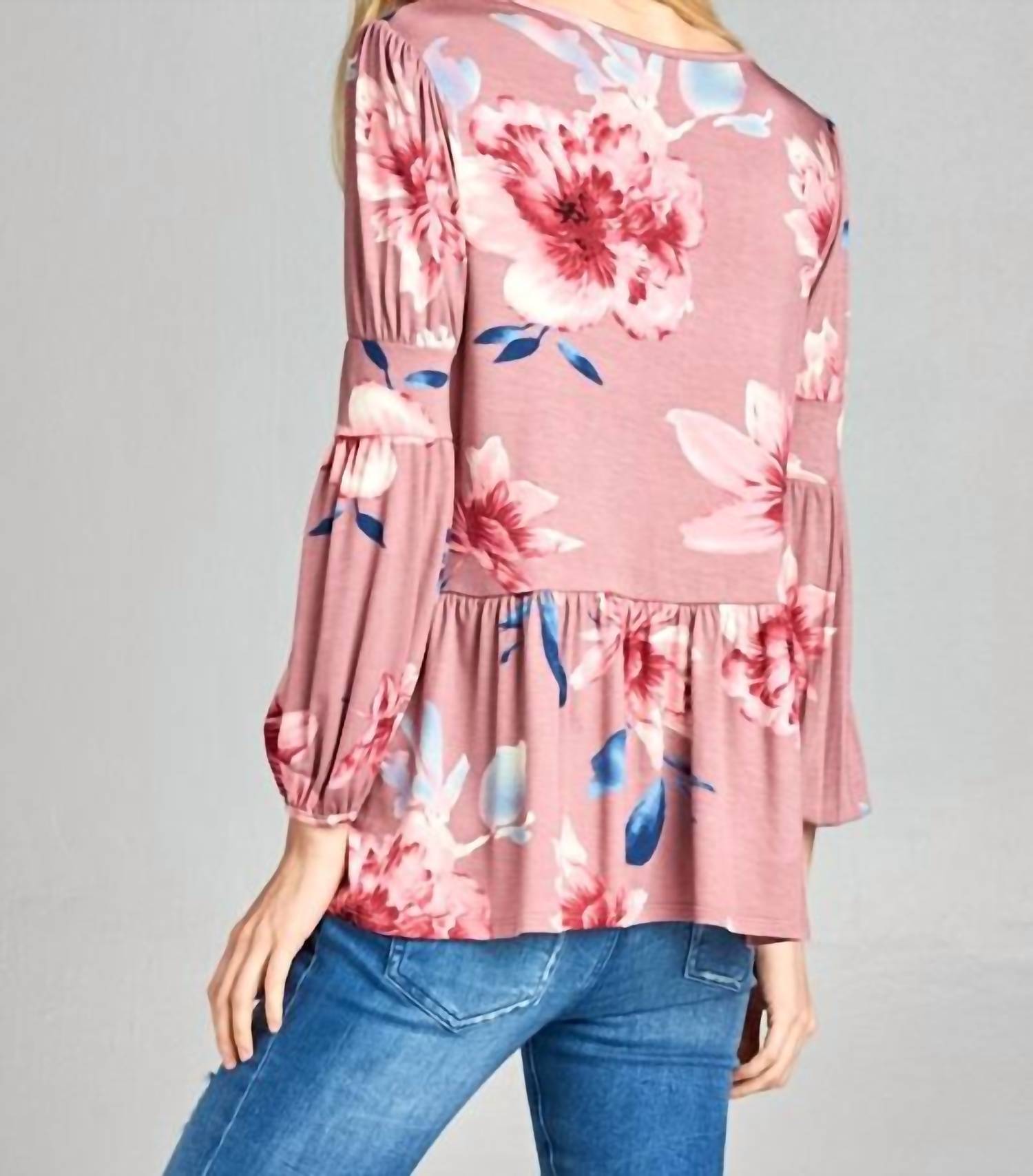 Tea N Rose - Floral Print Baby Doll Blouse