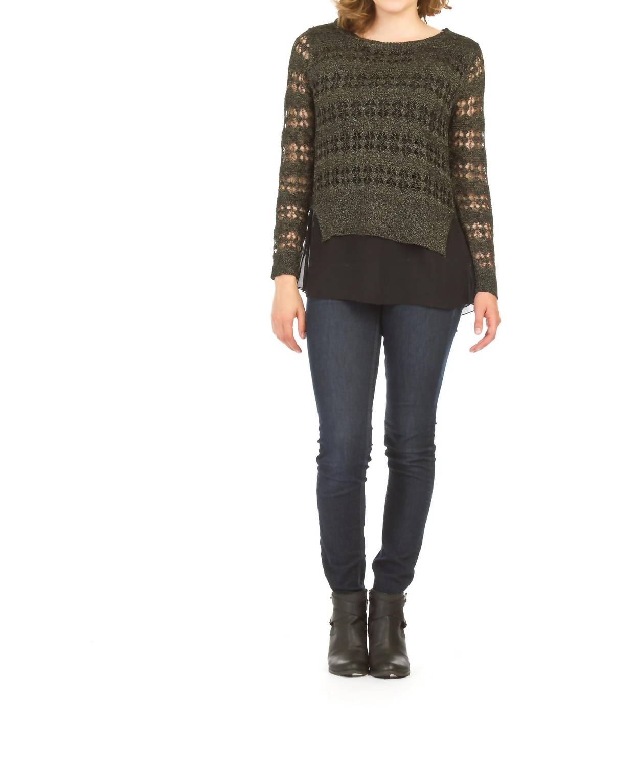 Papillon - Lurex Sweater With Georgette Underlay