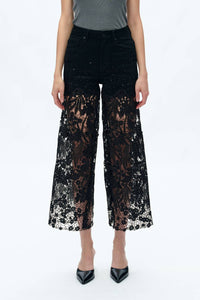 Bayeas - Women's Crystal Embellished Lace Jeans