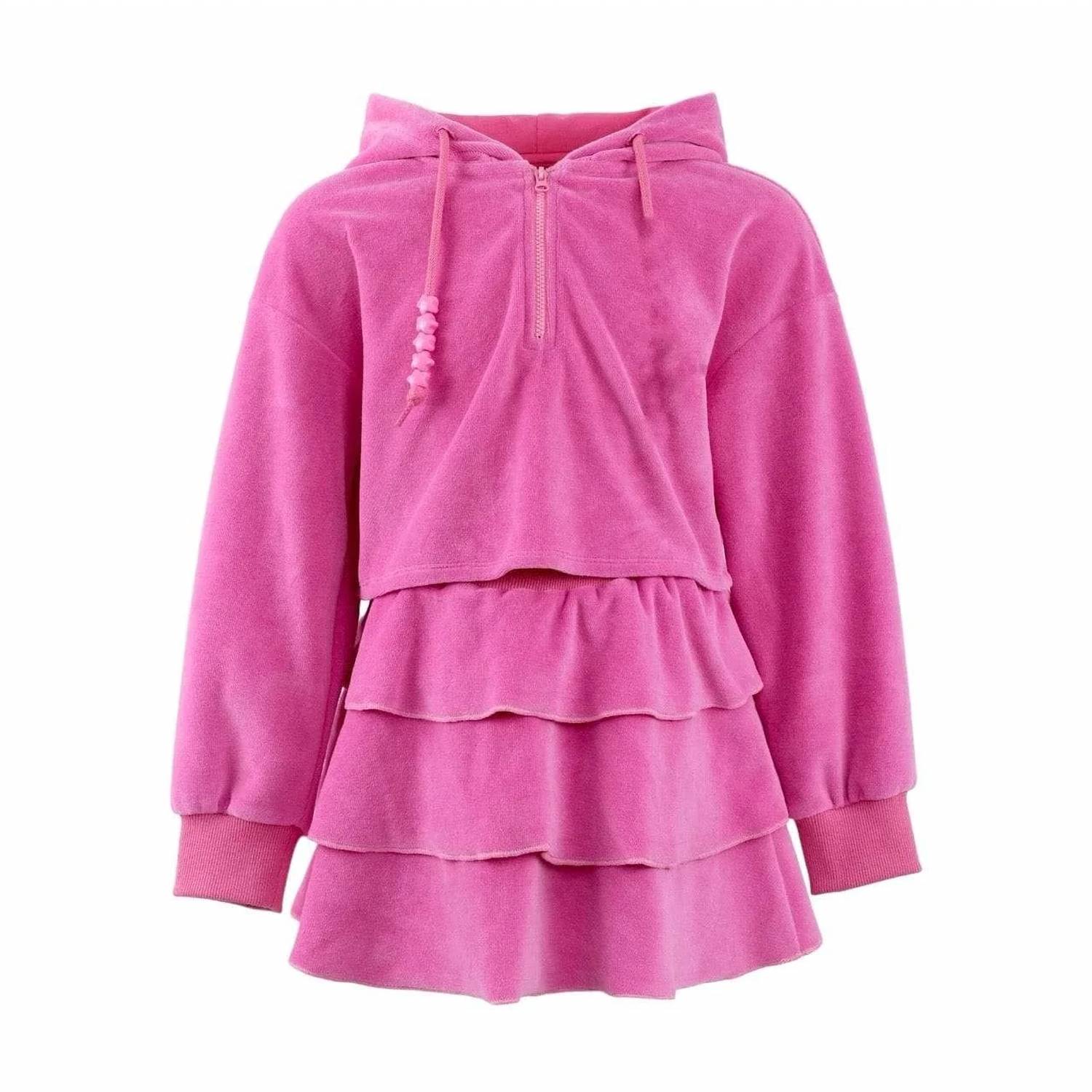 Lola + The Boys - Happy Velour Cropped Hoodie And Skirt Set