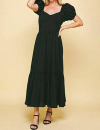 Pinch - Puffy Sleeves Maxi Dress