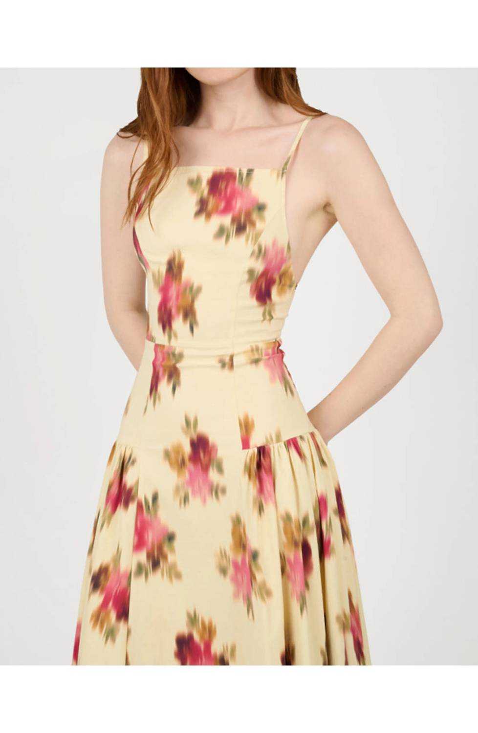 We Wore What - Blurred Floral Flare Panel Midi Dress