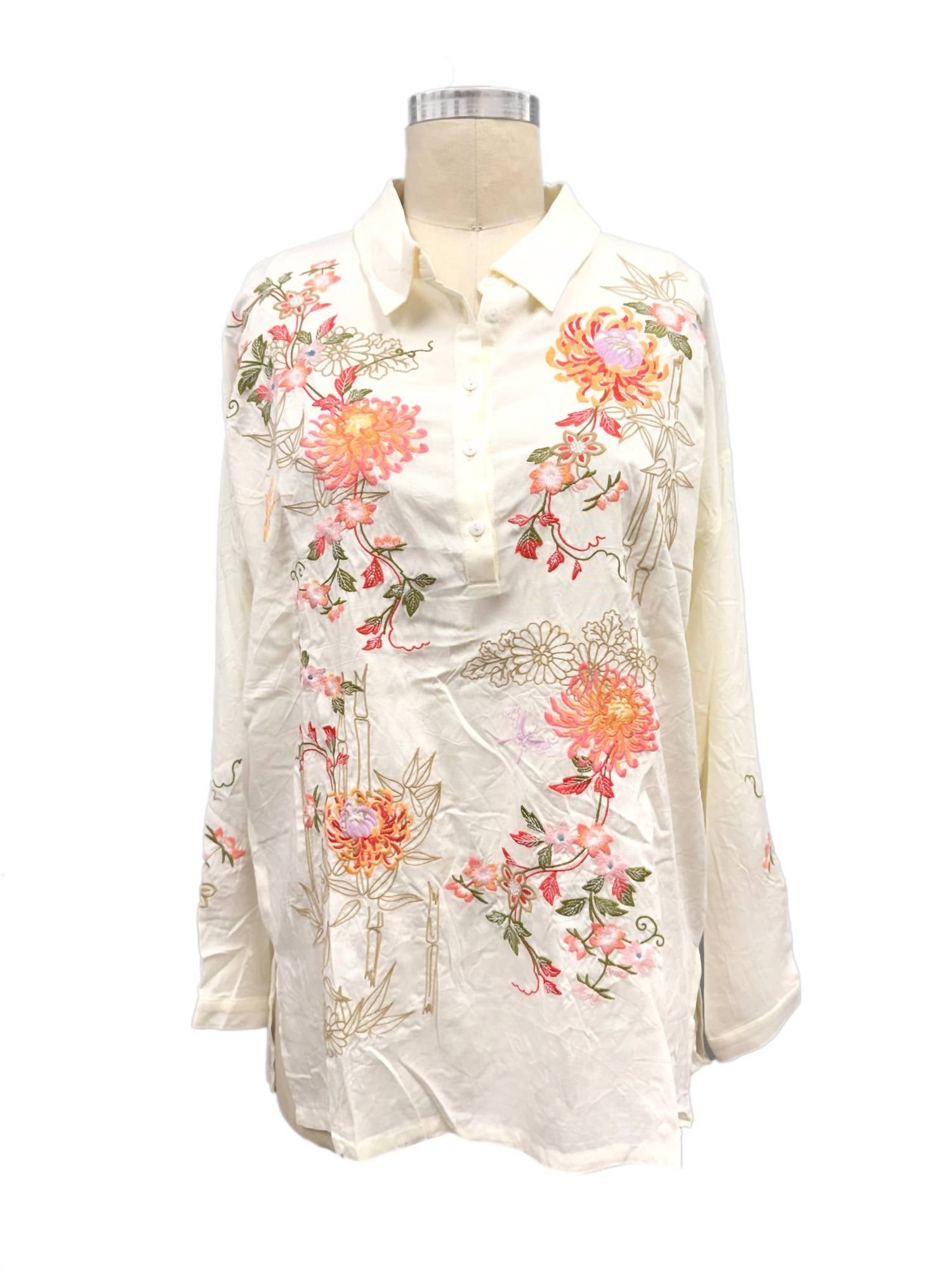 Paparazzi - Women's Embroidered Viscose Pullover Henley