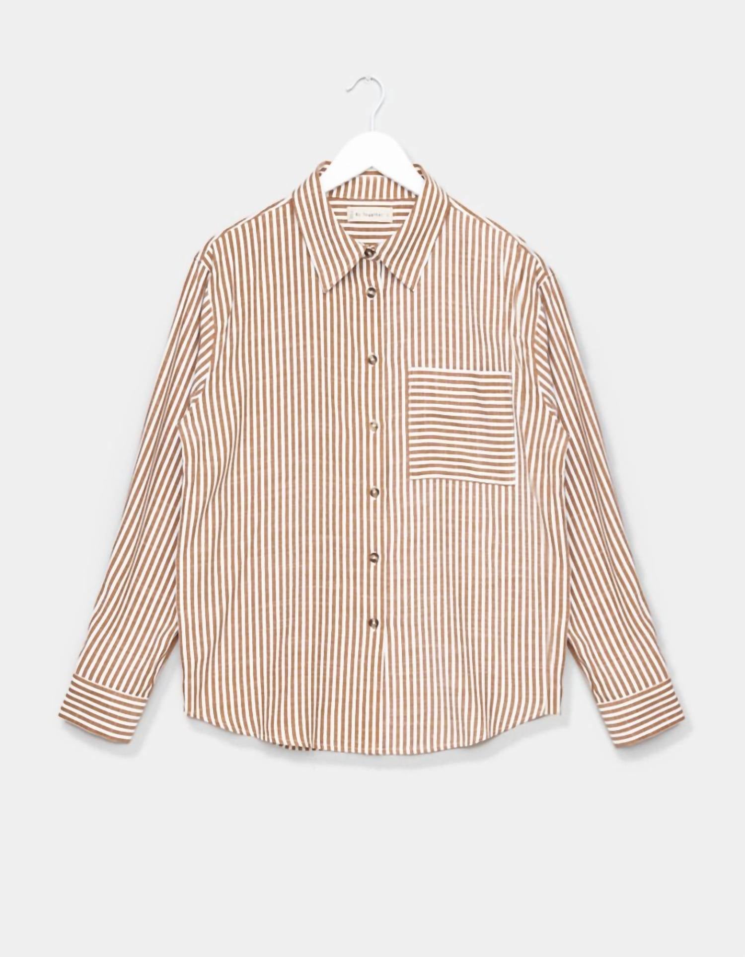 By Together Women's Vincent Button Down in brown - women's shirt
