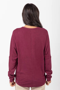 Very J - Dolman Sleeve Oversized Comfy Knit Western Top