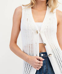 Ee:Some - Seaside Stroll Crochet Sleeveless Cardigan