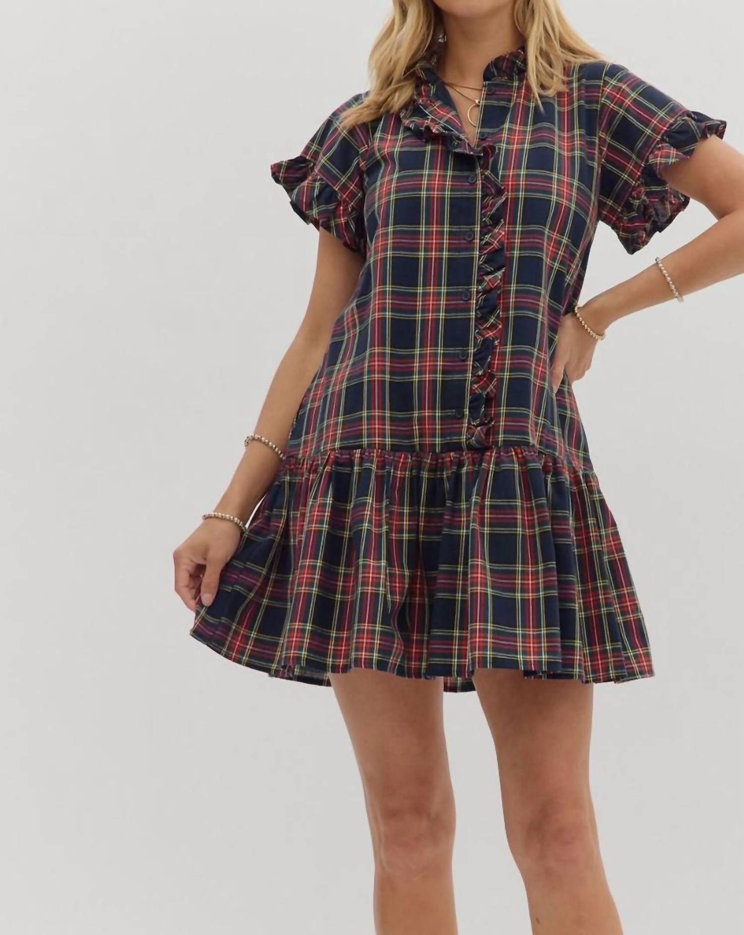 Entro - Tartan Tidings Mini Dress