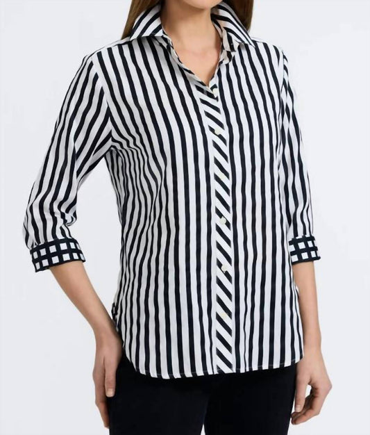 Foxcroft - Megan Vertical Stripes Shirt - Plus