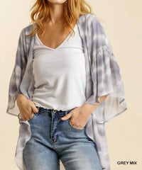Umgee - Three Quarter Ruffle Sleeve Open Front Kimono