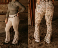 Rock & Roll Denim - Reversible Floral Horse Shoe Flare Pants