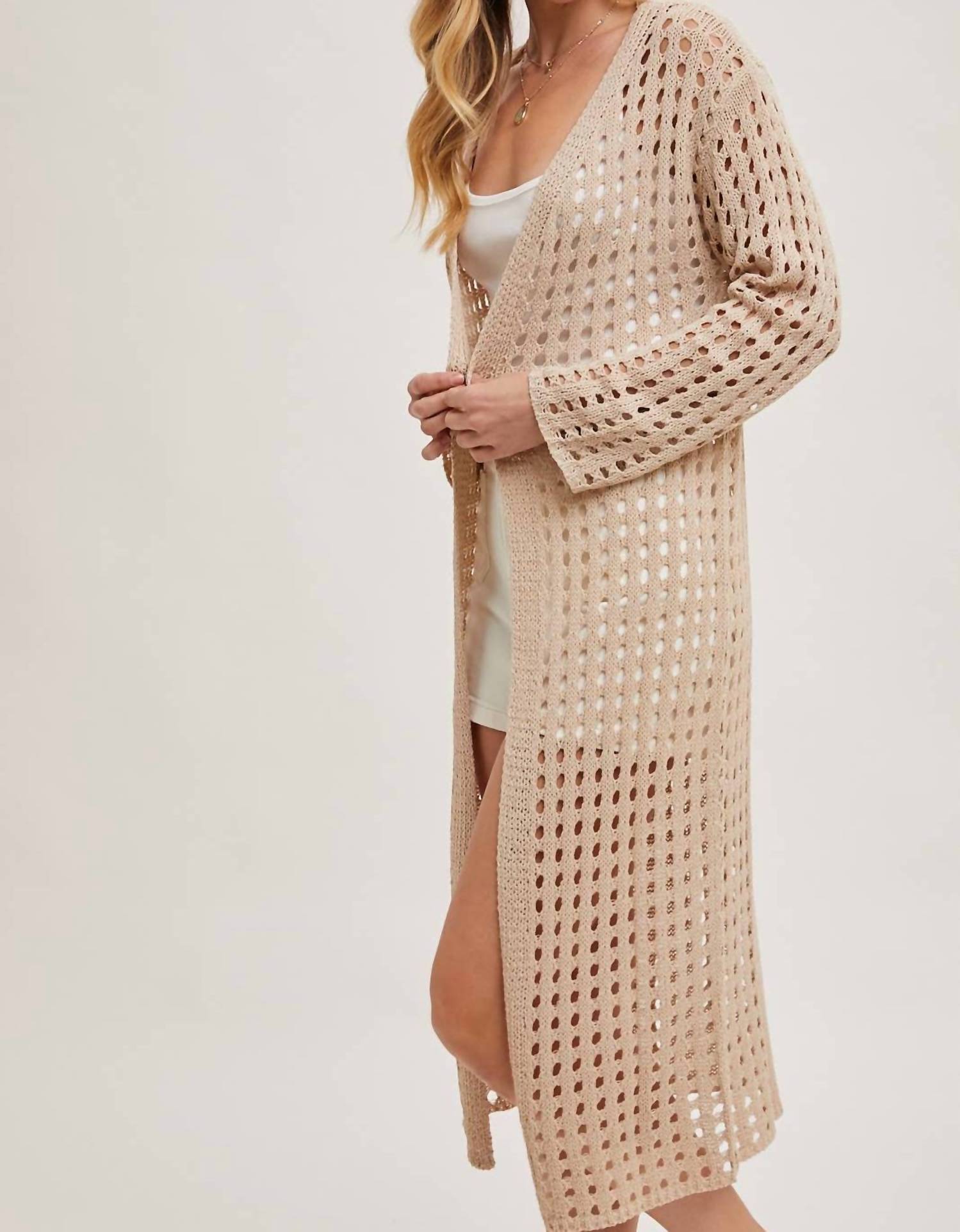 Bluivy - Open Knit Longline Cardigan