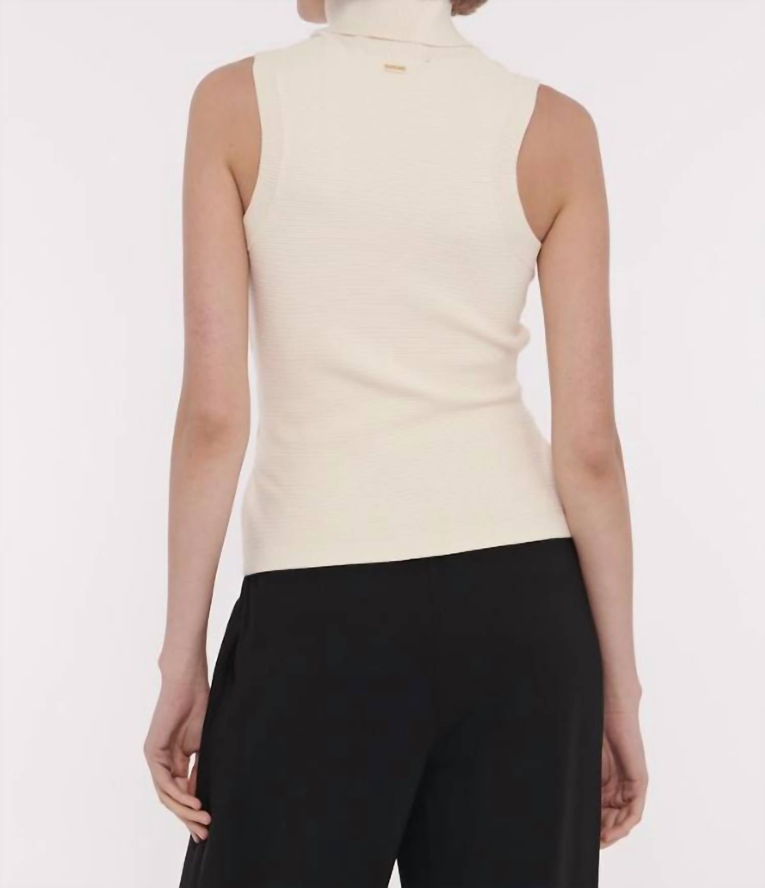 Toccin - Celeste Sleeveless Tie-front Turtleneck Top