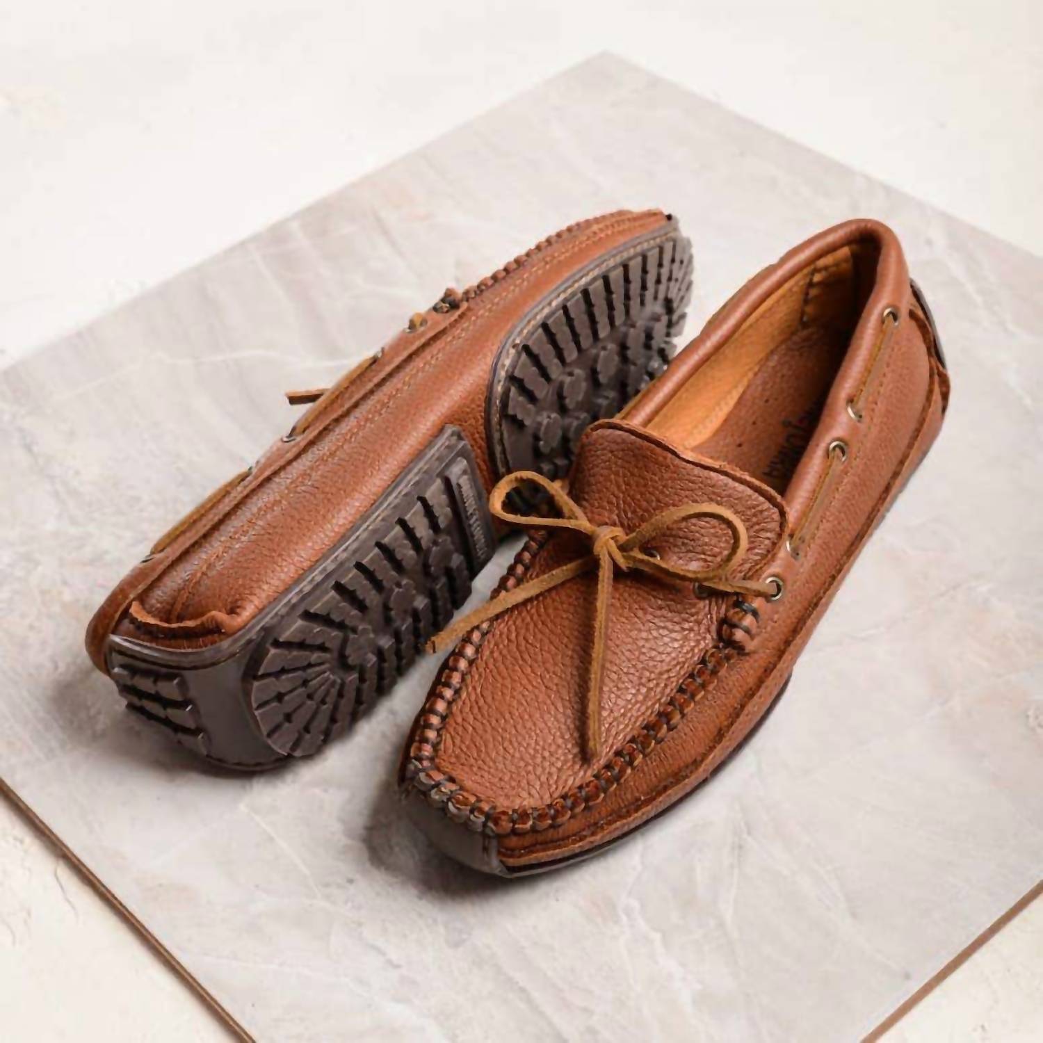MINNETONKA Men's Moonhide Weekender Classic Moccasins in carmel - men's loafer - view 6