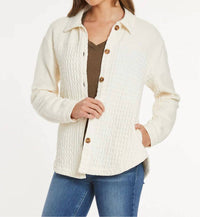 mododoc Mixed Texture Oversized Shacket in milk frost - women's jacket - view 5