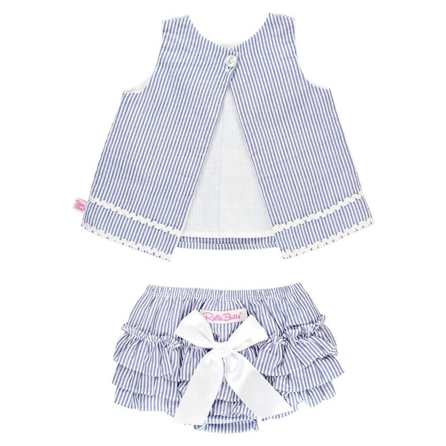 Rufflebutts - Baby Girl Seersucker Ric Rac Swing Top & Bloomer Set