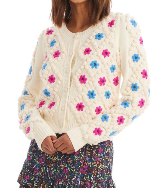 Allison New York - Embroidered Pom Cardigan
