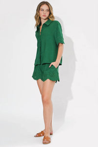 Adelyn Rae - IRENE EMBROIDERED SHORT SLEEVES SHIRT