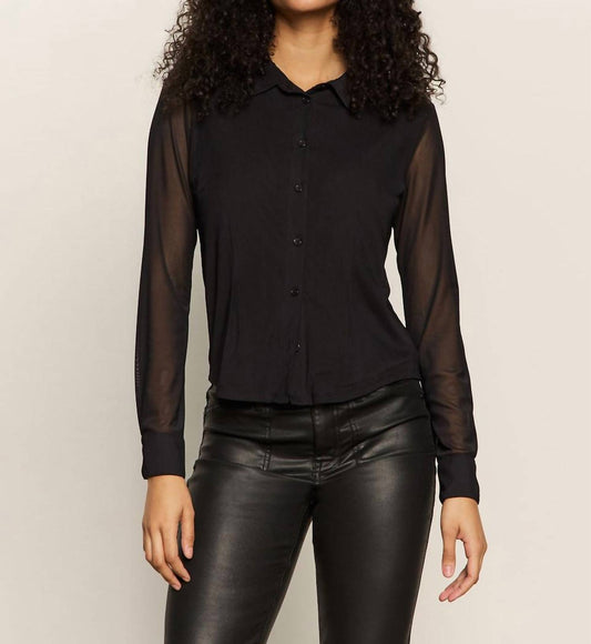 Sanctuary - Fitted Mesh Button Down Top
