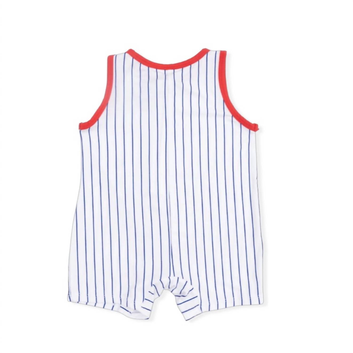 Angel Dear - Kids Baseball Stripe Bamboo Sleeveless Shortie Romper