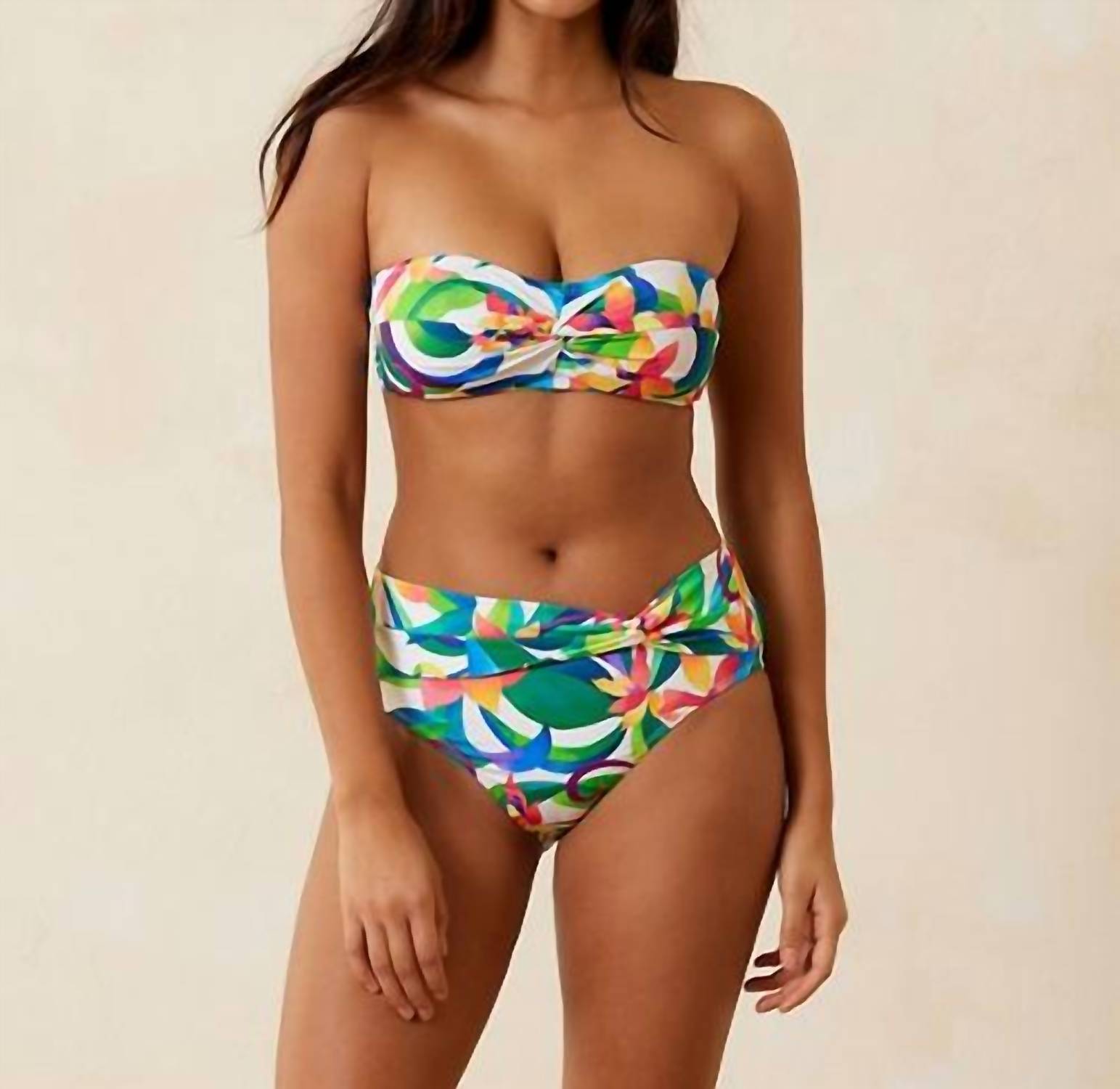 TOMMY BAHAMA Women's Tropical Blooms Bandeau Top in white - women's swimwear