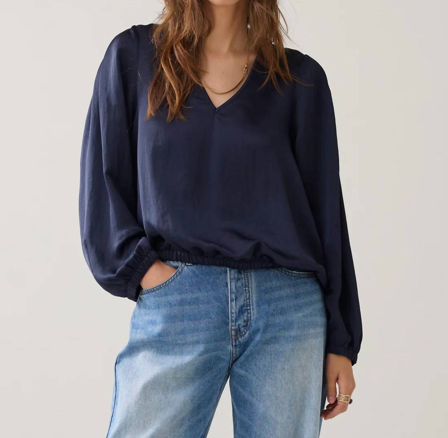Summum - Shiny V-Neck Top