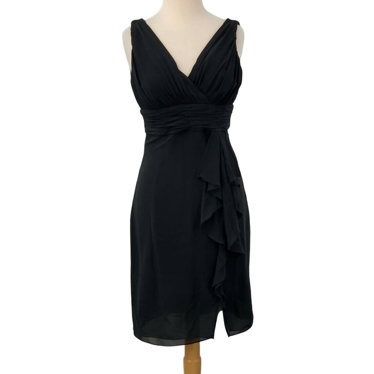 Donna Morgan - Women's Sleeveless V-neck Ruched Silk Lined Dress