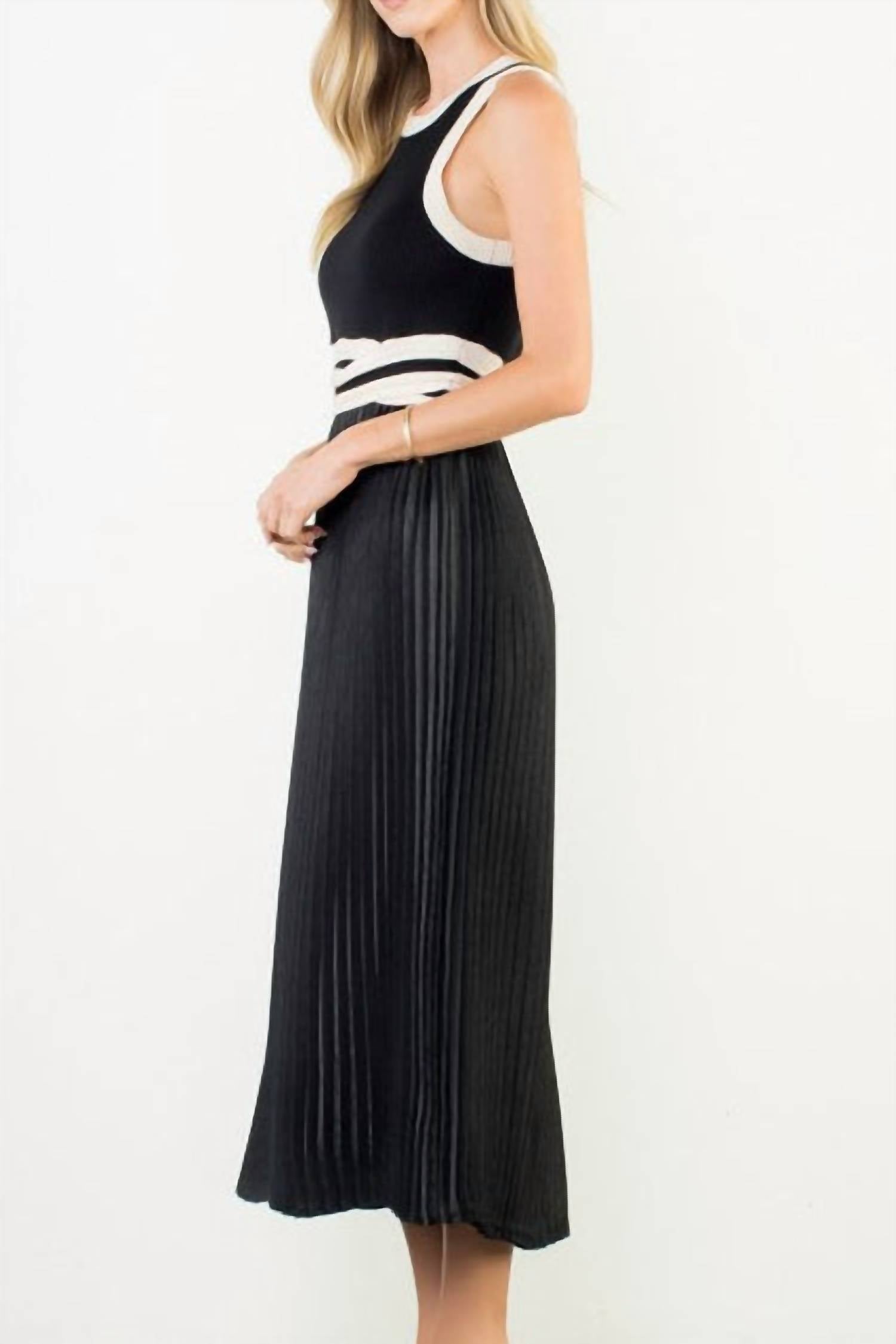THML Emmanuel Dress in cream black - women's dress - detail view