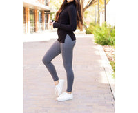 Julia Rose Caitlin Crossover Full Length With Pockets Leggings in charcoal - women's pants - detail view