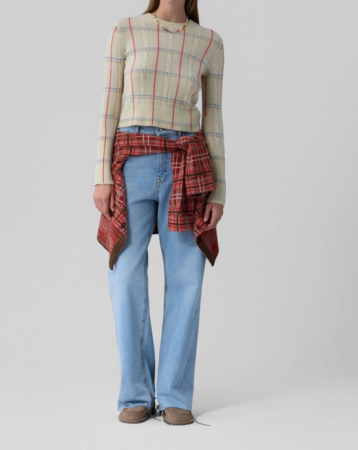 Guest In Residence - Shrunken Check Crew Sweater
