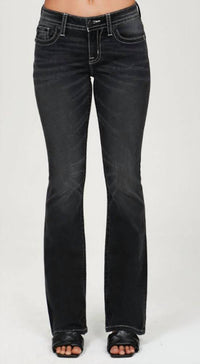 Miss Me - Women's Wing Stitched Mid-rise Boot Cut Jeans