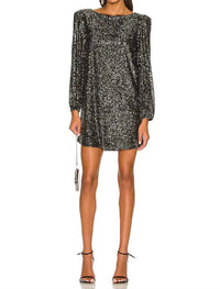 Bb Dakota - Long Sleeve Sequin Shift Mini Dress