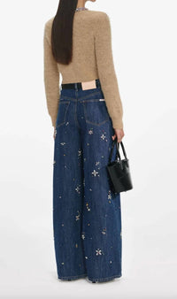 Self-Portrait - Embellished Wide Leg Jean