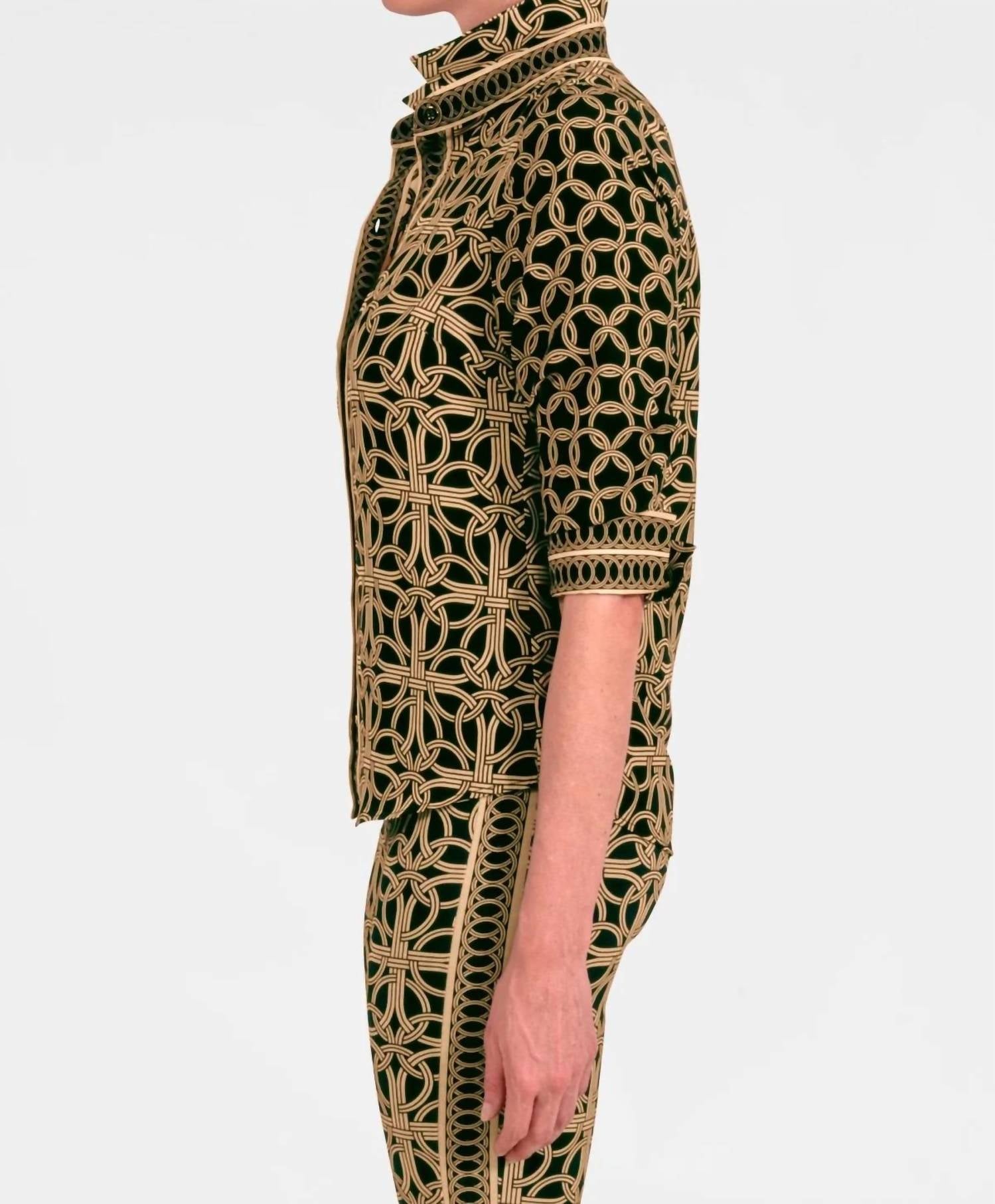GRETCHEN SCOTT Boyfriend CDC Shirt in black tan - women's shirt - detail view